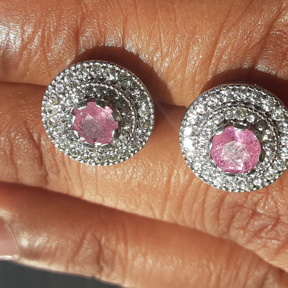 925 Genuine Pink Sapphire and White Zircons. Bride,  Mother-of-the Bride. - Picture 7 of 12